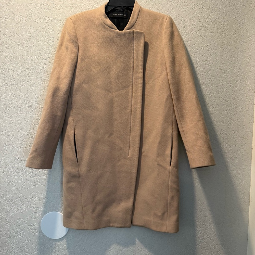 Zara Women’s Tan Double Breasted Wool Peacoat Size S